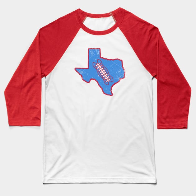 Texas Football, Retro - White/Light Blue Baseball T-Shirt by KFig21